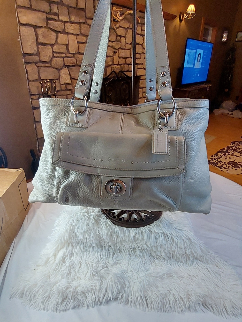Coach Penelope Gray Pebbled Leather Carryall Satchel F19044 2012